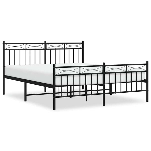 vidaXL Bedframe met hoofd- en voeteneinde metaal zwart 150x200 cm