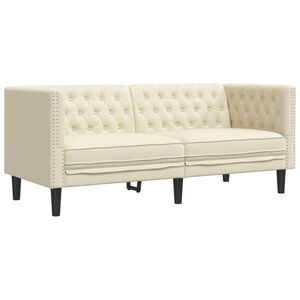 vidaXL Tweezitsbank Chesterfield-stijl kunstleer cr&egrave;mekleurig