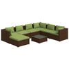 vidaXL 8-delige Loungeset met kussens poly rattan bruin