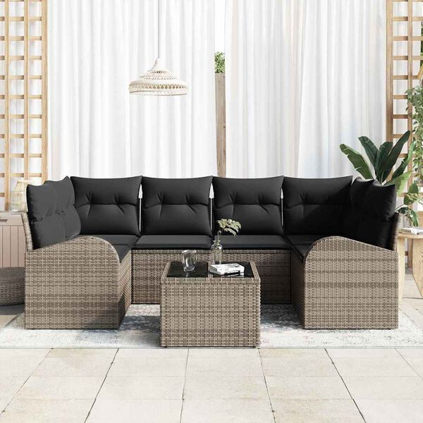 vidaXL Tuin Sofa Set Grijs 55 x 55 x 37 cm poly rattan