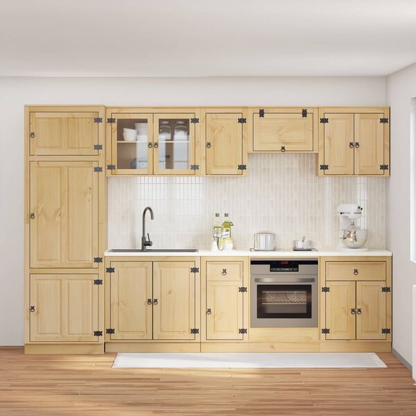 vidaXL Kast met lade SKI 9 pcs HoningBruin Massief grenenhout