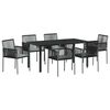 vidaXL Tuin eettafelset 7 st Zwart PE Rattan