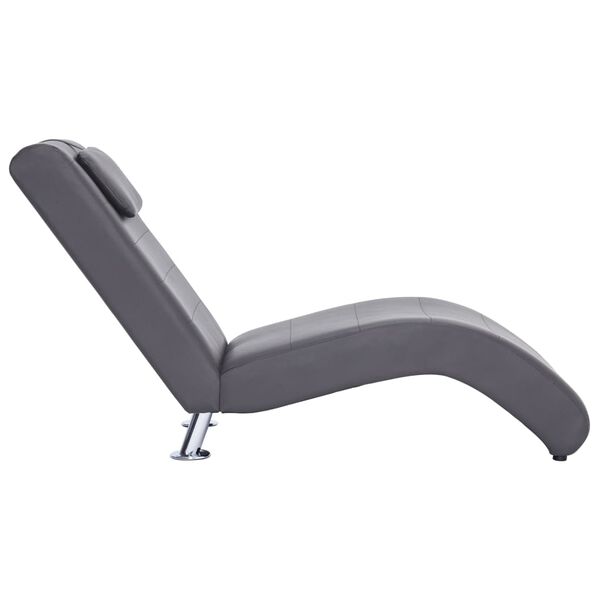 vidaXL Chaise longue met kussen kunstleer grijs