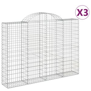 vidaXL Schanskorven 3 st gewelfd 200x30x140/160 cm ijzer
