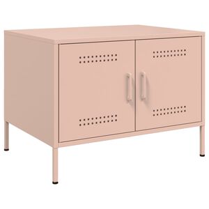 vidaXL Salontafel 68x50x50,5 cm staal roze