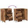 vidaXL Hoge kast met lade 2 pcs Oud Hout Geengineerd Hout en Glas