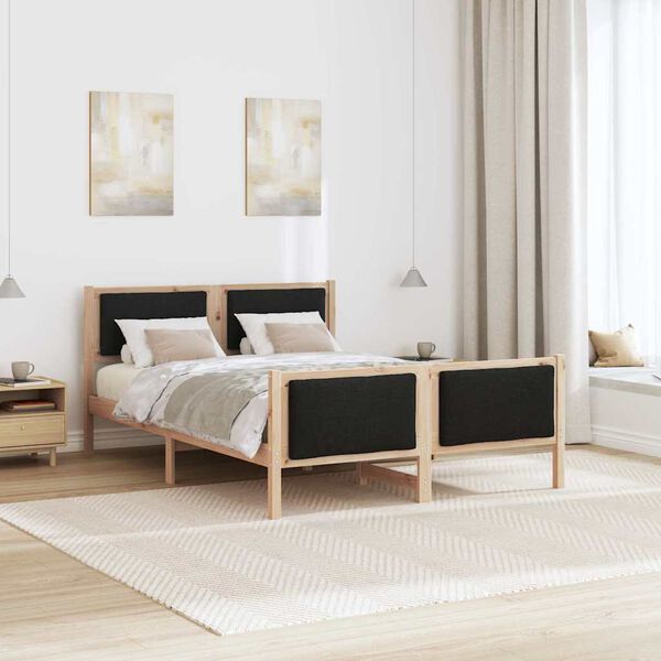 vidaXL Bedframe met hoofdeinde Zwart 135 x 190 cm Stof