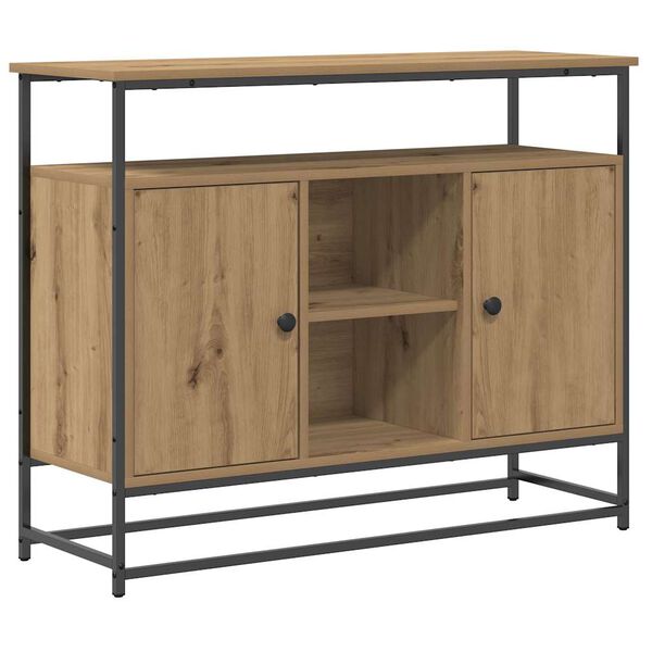 vidaXL Dressoir artisanaal eikenkleurig 100 x 35 x 80 cm Bewerkt hout