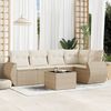 vidaXL 6-delige Loungeset met kussens poly rattan beige