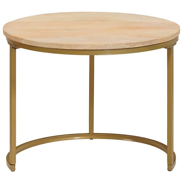 vidaXL Nest Koffietafels 2 pcs Bruin Massief mangohout en staal