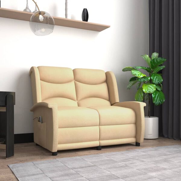 vidaXL Massagestoel 2-zits verstelbaar microvezelstof cr&egrave;mekleurig