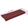 vidaXL Trapmatten 15 st 65x21x4 cm Bordeaux Rechthoekige Rand