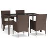 vidaXL 5-delige Tuinset met kussens poly rattan bruin