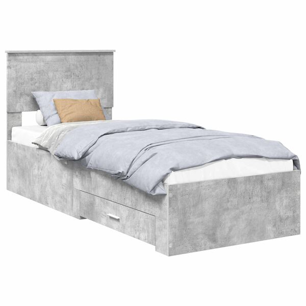 vidaXL Bedframe Beton Grijs en Zilver 70 x 190 cm Bewerkt hout