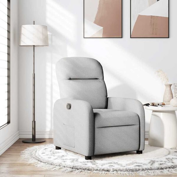 vidaXL Fauteuil verstelbaar stof wolk grijs