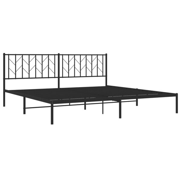 vidaXL Bedframe met hoofdbord metaal zwart 200x200 cm