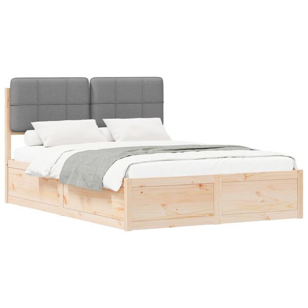 vidaXL Bedframe met Gevoerd Hoofdgedeelte Lichtgrijs 140 x 200 cm