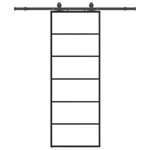 vidaXL Schuifdeur met beslagset 76x205 cm ESG glas zwart