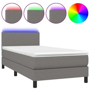 vidaXL Boxspring met matras en LED stof donkergrijs 80x200 cm