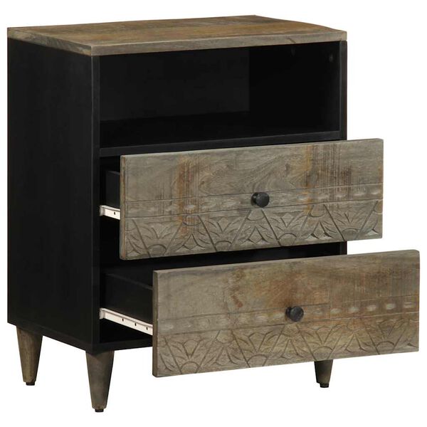 vidaXL Nachtkastje 50x33x60 cm massief mangohout lichtgrijs