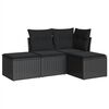 vidaXL 4-delige Loungeset met kussens poly rattan zwart