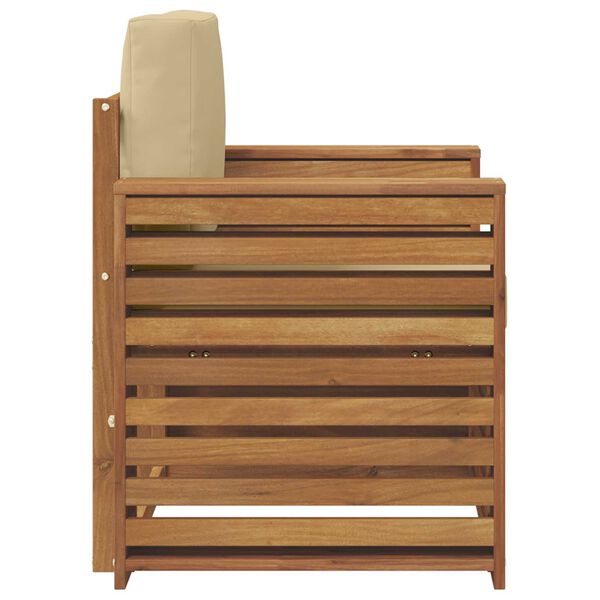 vidaXL Buiten bankenset Massief Acaciahout en Polyester Naturel