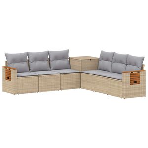 vidaXL Bankstel 7 st Beige en Licht Grijs Poly Rattan en Staal