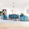 vidaXL 3-delige Loungeset Chesterfield met bolsters fluweel blauw