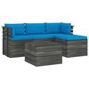 vidaXL 5-delige Loungeset met kussens pallet massief grenenhout
