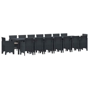 vidaXL Tuin Eettafelset met kussens met kussen 17 pcs Antraciet PP