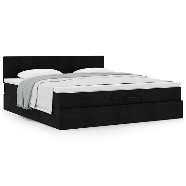 vidaXL Ottoman bed met matras 160x200cm stof zwart