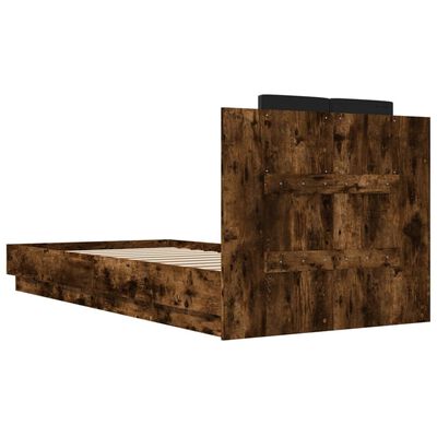 vidaXL Bedframe met hoofdeinde bewerkt hout gerookt eiken 90x200 cm
