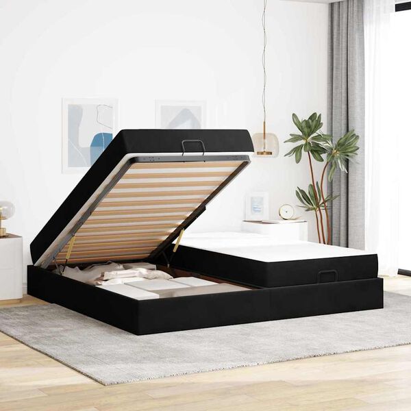 vidaXL Bedframe met matras met matras 2 pcs Zwart Fluweel