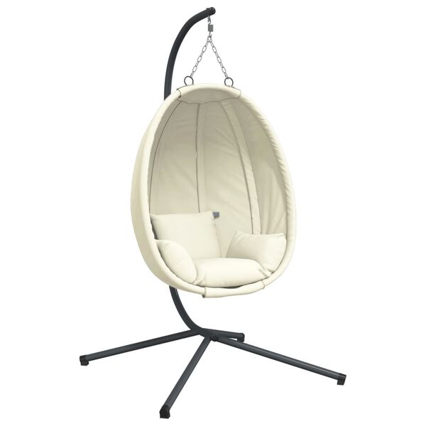 vidaXL Hangstoel met standaard stof en staal beige