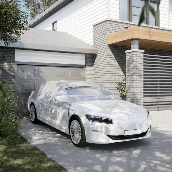 vidaXL Autohoes half met haken XL zilverkleurig