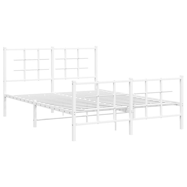 vidaXL Bedframe met hoofd- en voeteneinde metaal wit 140x200 cm