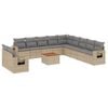 vidaXL 12-delige Loungeset met kussens poly rattan gemengd beige