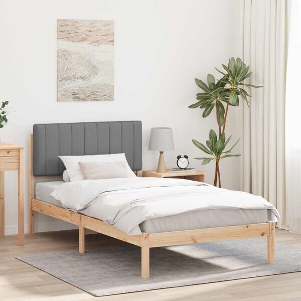 vidaXL Bedframe met Gevoerd Hoofdgedeelte Lichtgrijs 90 x 190 cm