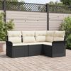 vidaXL Tuin Sofa Set met opslag 4 pcs Zwart poly rattan
