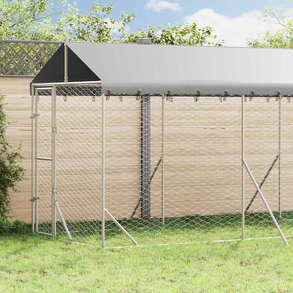vidaXL Hondenkennel met dak 2x6x2,5 m gegalvaniseerd staal zilver