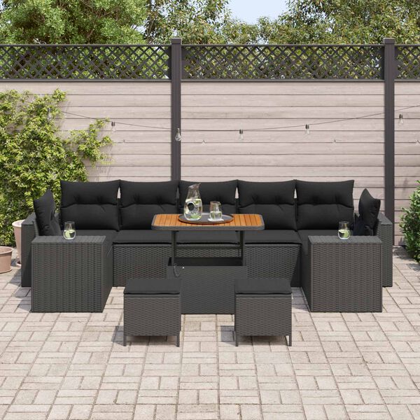 vidaXL Tuin Sofa Set 10 pcs Zwart poly rattan