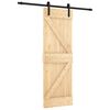 vidaXL Schuifdeur Naturel en Zwart 70 x 210 cm Massief Grenenhout