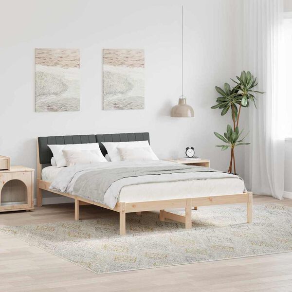 vidaXL Bedframe Bruin en donkergrijs 135 x 190 cm Massief grenenhout