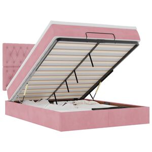 vidaXL Ottoman bed met matrassen en LED's 140x200cm fluweel roze