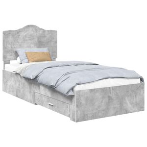 vidaXL Bedframe met hoofdeinde Beton Grijs 75 x 190 cm Bewerkt hout