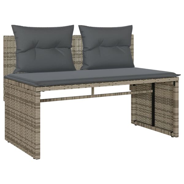 vidaXL 4-delige Loungeset met kussens poly rattan grijs