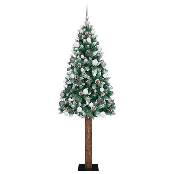 vidaXL Slanke Kerstboom Groen 210 cm PVC en massief dennenhout