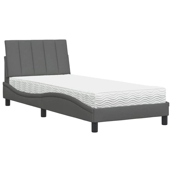 vidaXL Bed met matras "Hanko" stof donkergrijs 80x200 cm