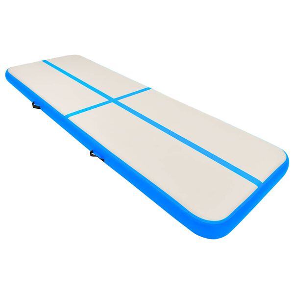 vidaXL Gymnastiekmat met pomp opblaasbaar 400x100x20 cm PVC blauw