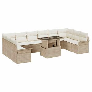 vidaXL Tuin Sofa Set met kussen 11 pcs Beige Poly riet